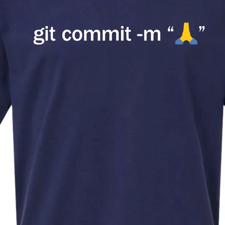 Git Commit Prayer Hands Programmer Coder Software Engineer Sueded Cloud Jersey T-Shirt