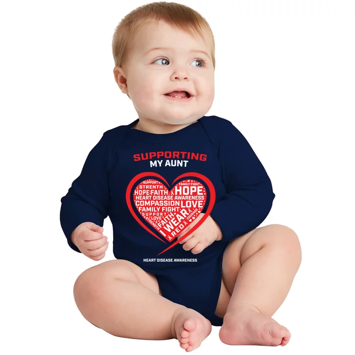 Gifts Clothes Products Wear Red Aunt Heart Disease Awareness Cool Gift Baby Long Sleeve Bodysuit