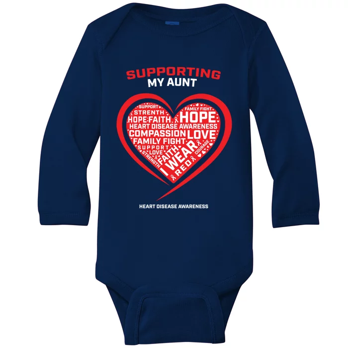 Gifts Clothes Products Wear Red Aunt Heart Disease Awareness Cool Gift Baby Long Sleeve Bodysuit