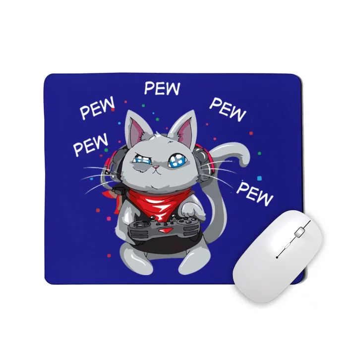 Gamer Cat Pew Pew Pew Cute Cat Funny Animal Kitty Cats Gift Mousepad