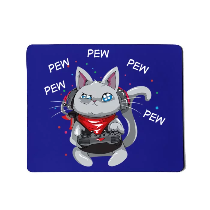 Gamer Cat Pew Pew Pew Cute Cat Funny Animal Kitty Cats Gift Mousepad