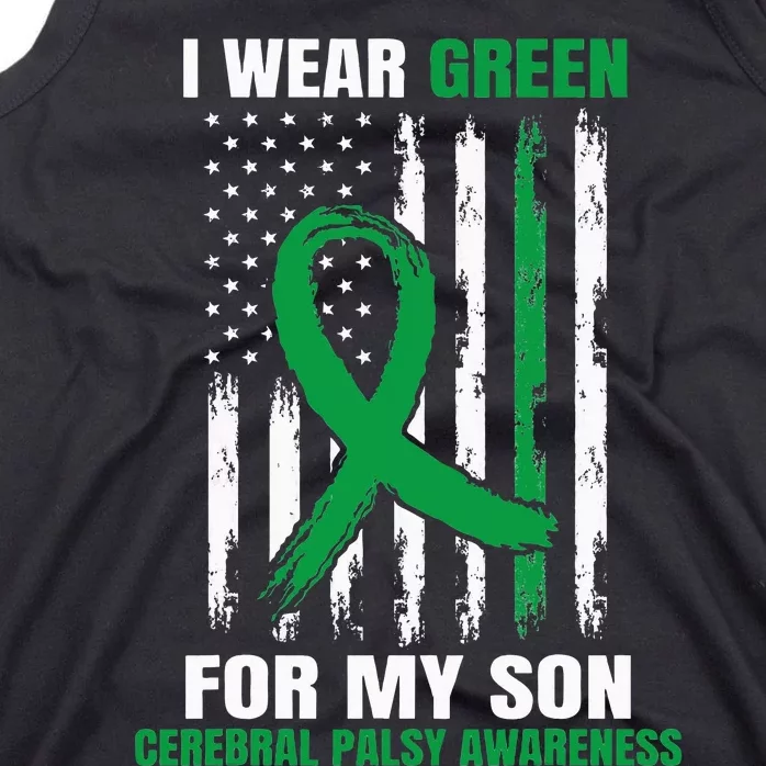 Green Cerebral Palsy Awareness American Flag Cp Mom Dad Son Tank Top