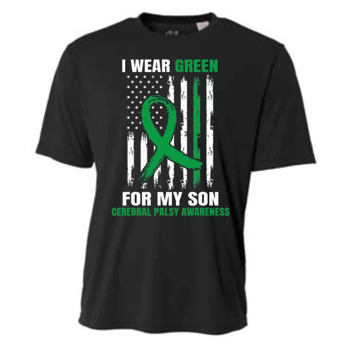 Green Cerebral Palsy Awareness American Flag Cp Cooling Performance Crew T-Shirt