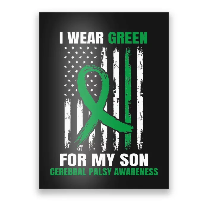 Green Cerebral Palsy Awareness American Flag Cp Poster