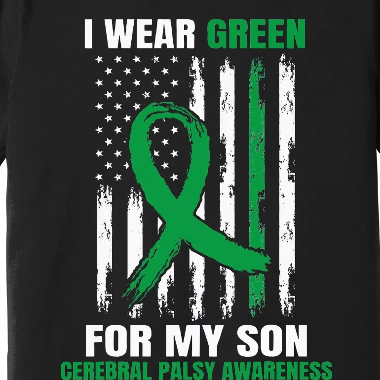 Green Cerebral Palsy Awareness American Flag Cp Premium T-Shirt