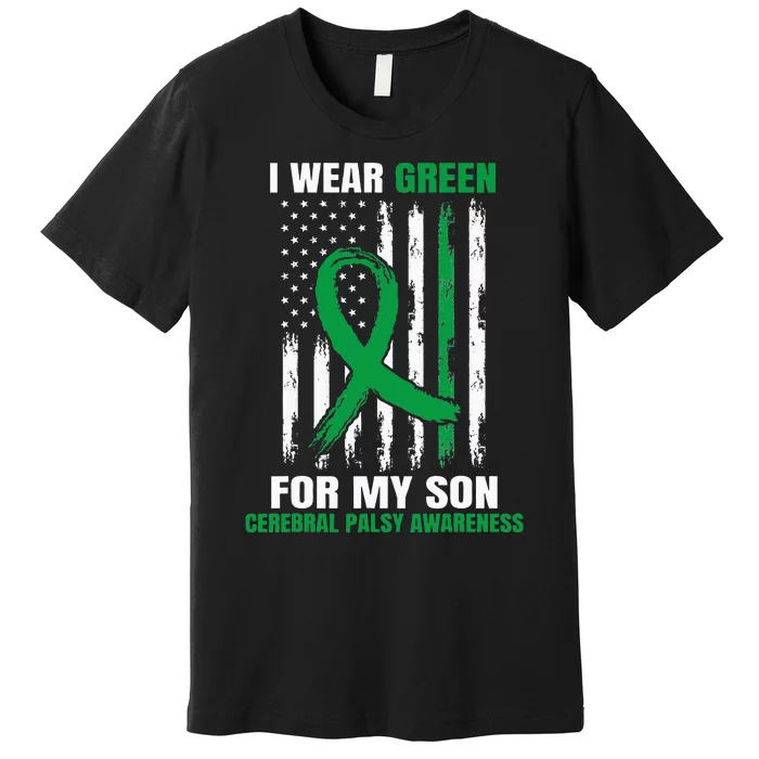 Green Cerebral Palsy Awareness American Flag Cp Premium T-Shirt