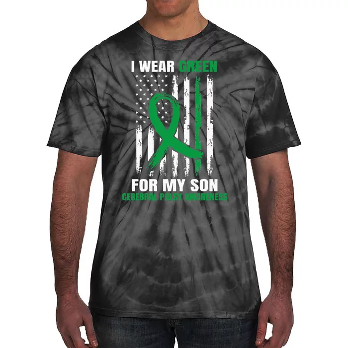 Green Cerebral Palsy Awareness American Flag Cp Tie-Dye T-Shirt