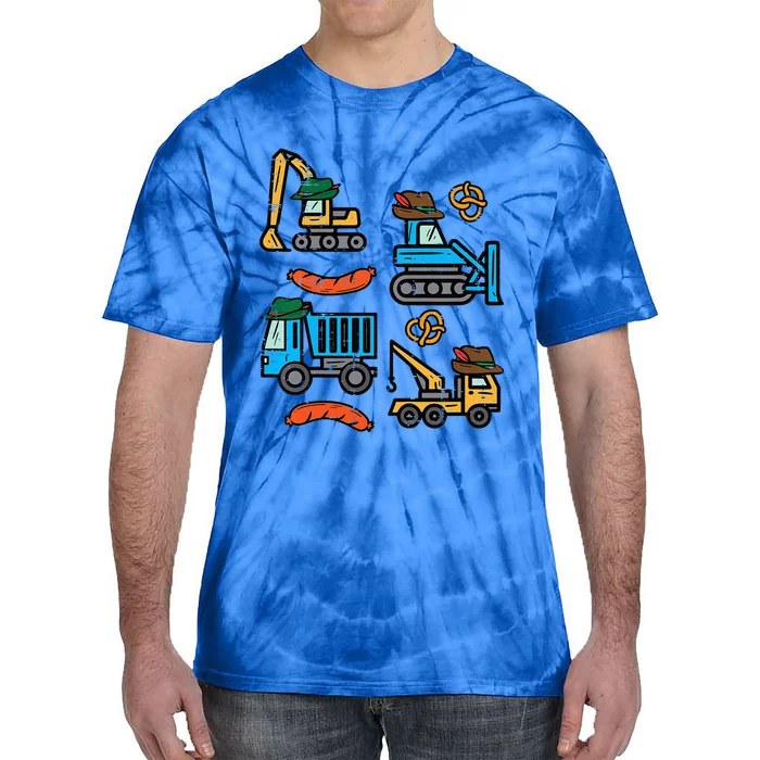 German Construction Pretzel Sausage Oktoberfest Tie-Dye T-Shirt