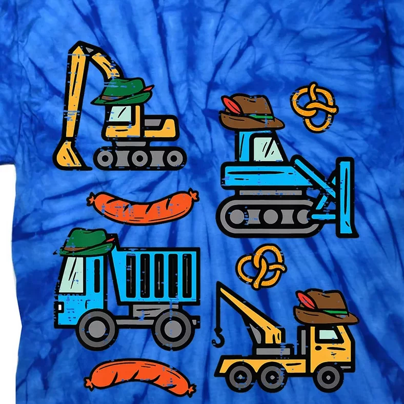 German Construction Pretzel Sausage Oktoberfest Tie-Dye T-Shirt