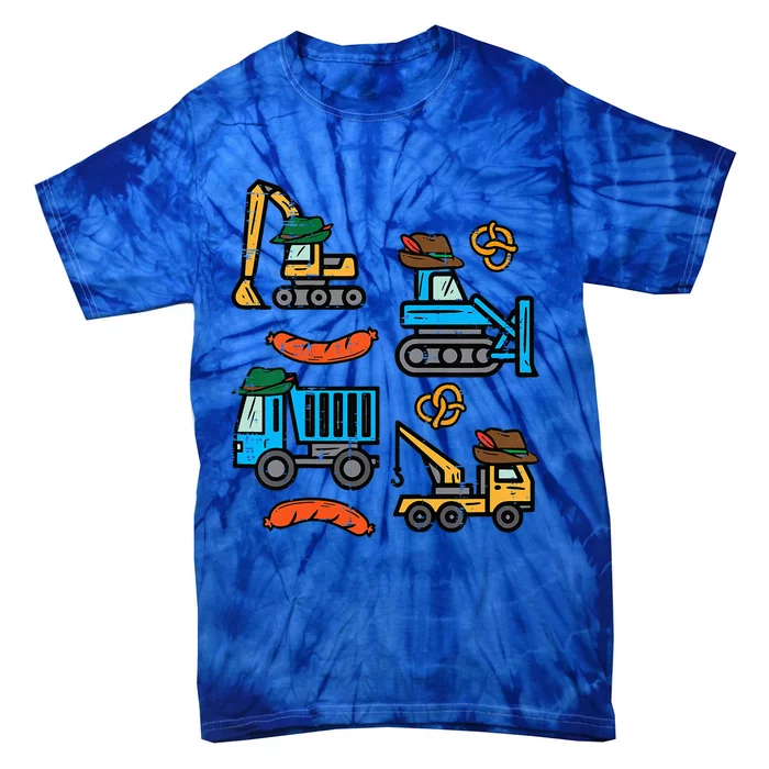 German Construction Pretzel Sausage Oktoberfest Tie-Dye T-Shirt