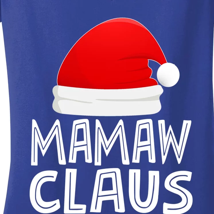 Grandma Christmas Pajamas Santa Claus Gift Mamaw Claus Gift Women's V-Neck T-Shirt