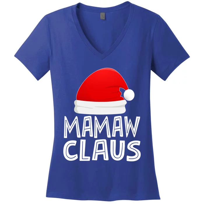 Grandma Christmas Pajamas Santa Claus Gift Mamaw Claus Gift Women's V-Neck T-Shirt