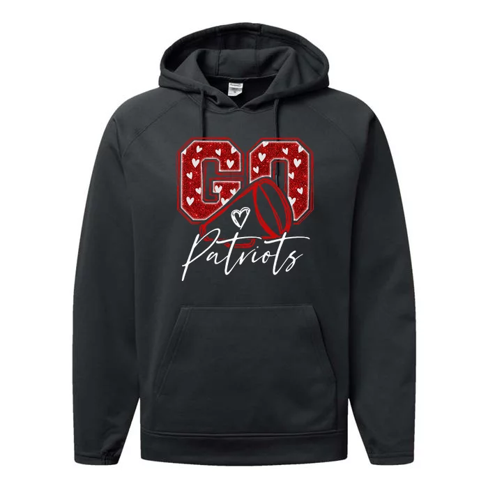 Go Cheer Patriots Design Performance Fleece Hoodie