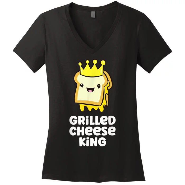 Grilled Cheese Partner Outfit Grilled Cheese King Women's V-Neck T-Shirt