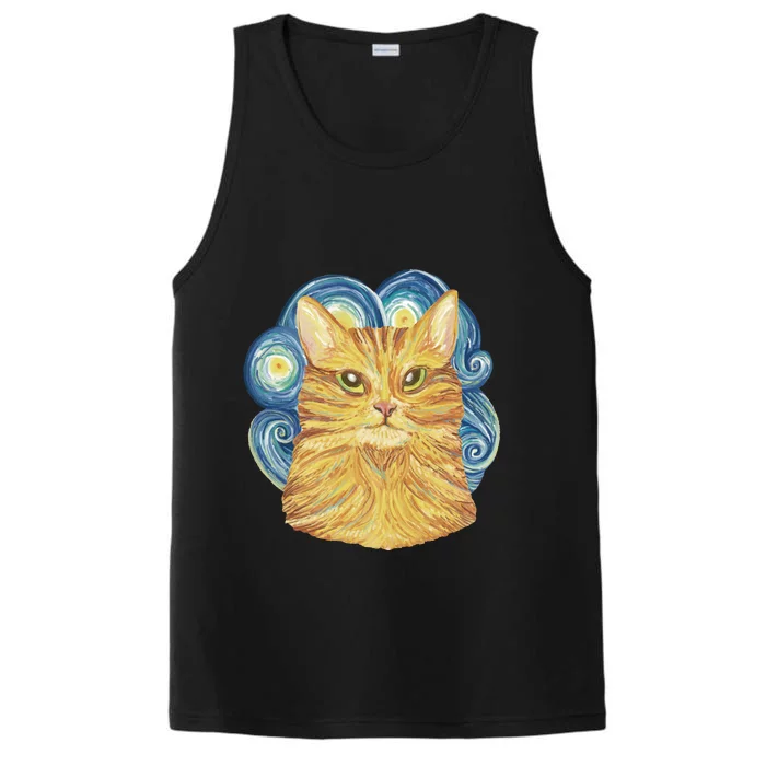 Golden Cat Post Impressionism Performance Tank