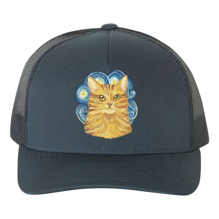 Golden Cat Post Impressionism Yupoong Adult 5-Panel Trucker Hat