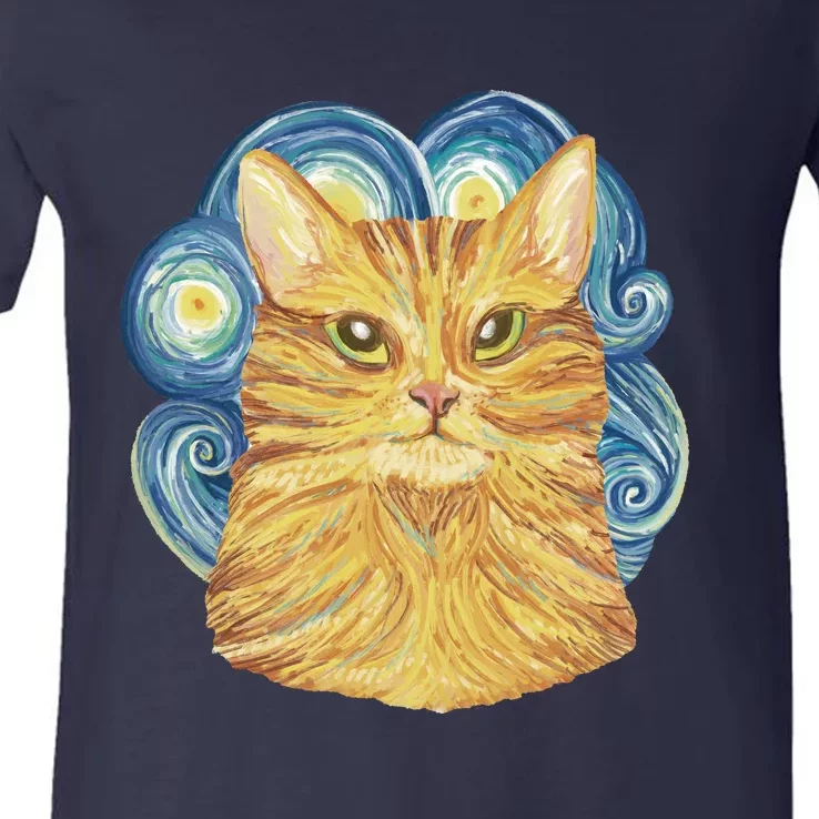 Golden Cat Post Impressionism V-Neck T-Shirt