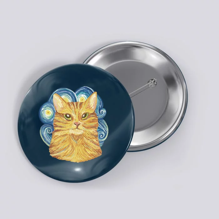 Golden Cat Post Impressionism Button