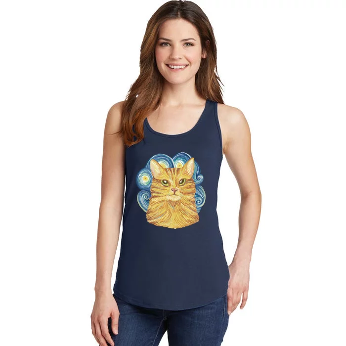 Golden Cat Post Impressionism Ladies Essential Tank