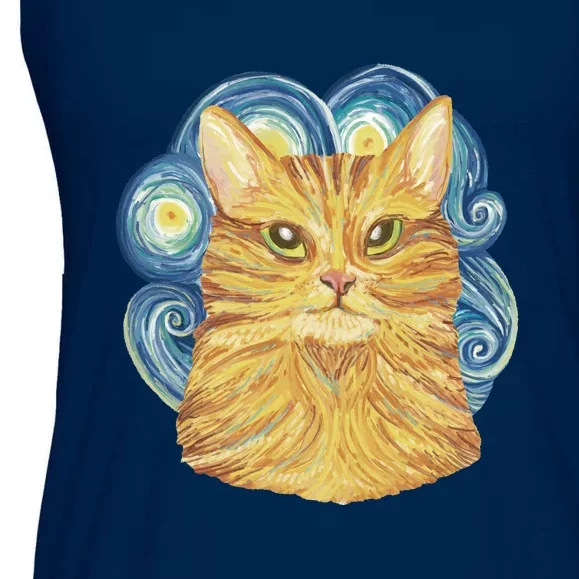 Golden Cat Post Impressionism Ladies Essential Flowy Tank