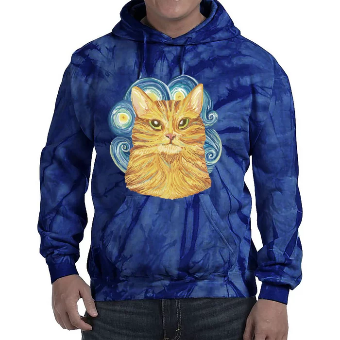 Golden Cat Post Impressionism Tie Dye Hoodie