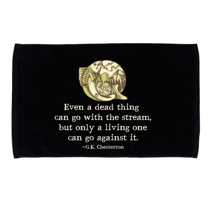 GK Chesterton Quote Catholic Humor Fishing Funny Stream Microfiber Hand Towel