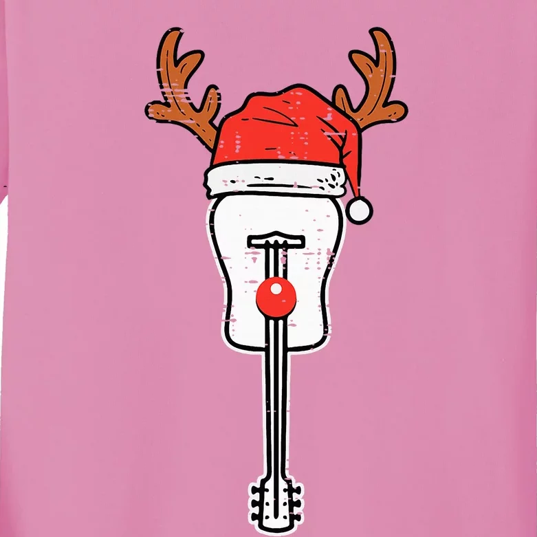 Guitar Christmas Reindeer Music Instrut Rocker Rock Xmas Kids Long Sleeve Shirt