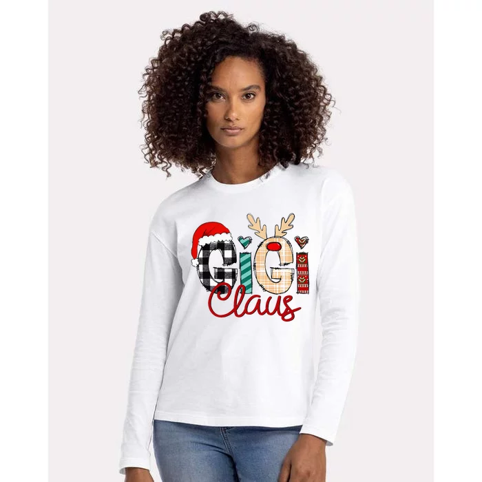 Gigi Claus Reindeer Christmas Womens Cotton Relaxed Long Sleeve T-Shirt