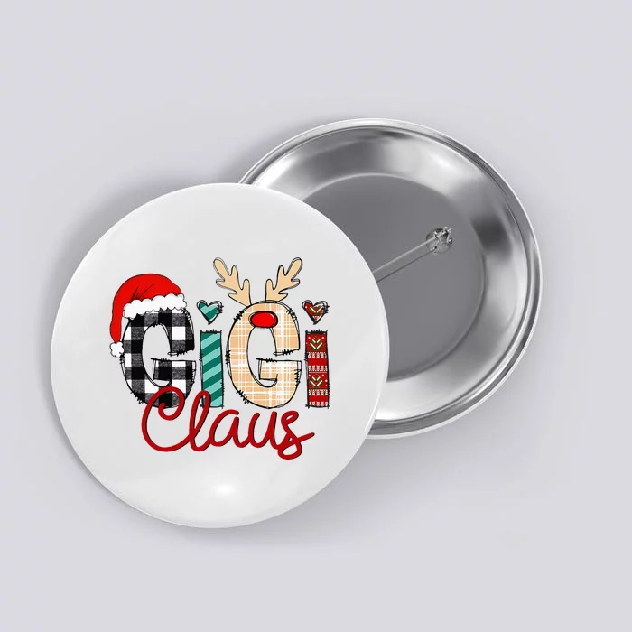 Gigi Claus Reindeer Christmas Button