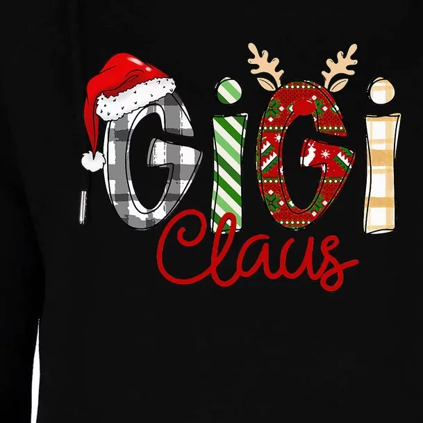 Gigi Claus Reindeer Christmas Idea for Grandma Nana Mimi Womens Funnel Neck Pullover Hood