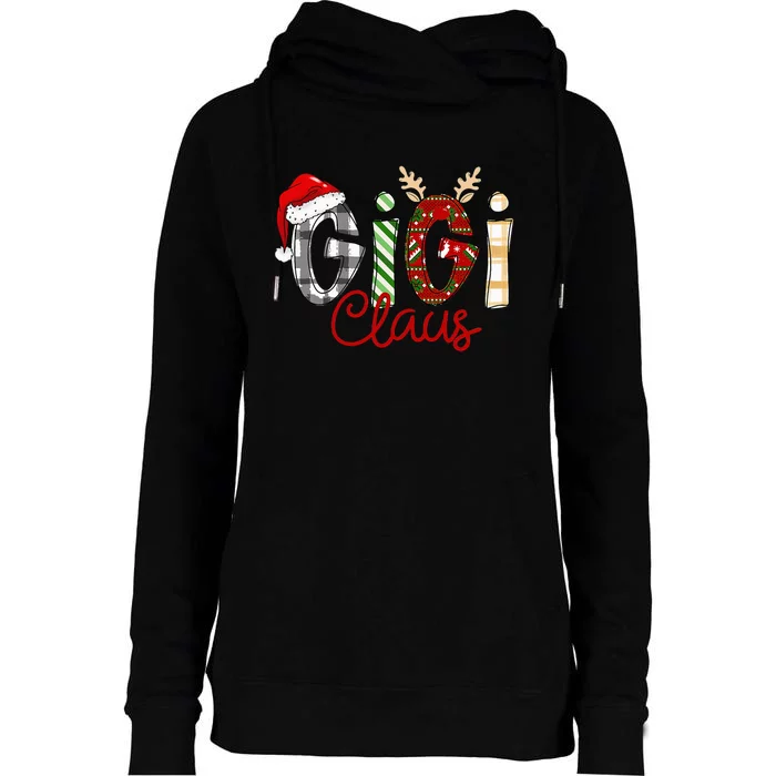 Gigi Claus Reindeer Christmas Idea for Grandma Nana Mimi Womens Funnel Neck Pullover Hood