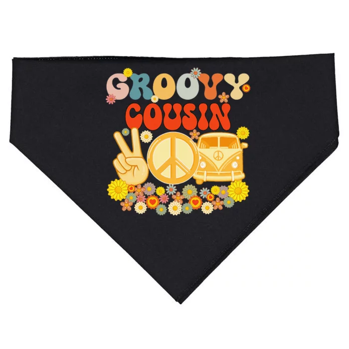 Groovy Cousin Retro Matching Family Baby Shower Father's Day USA-Made Doggie Bandana