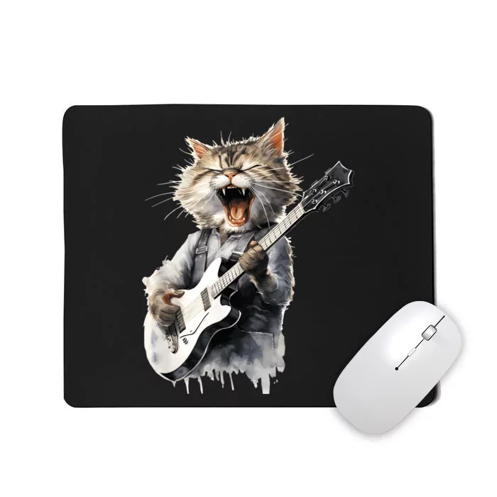 Guitar Cat Rock Cat Playing Guitar Mousepad