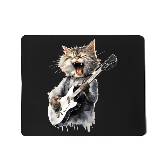 Guitar Cat Rock Cat Playing Guitar Mousepad