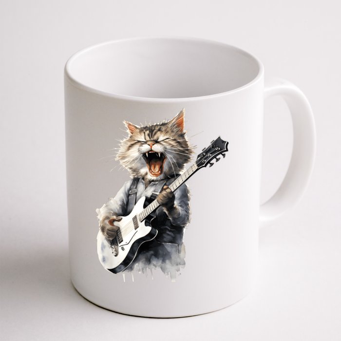 Guitar Cat Rock Cat Playing Guitar Front & Back Coffee Mug