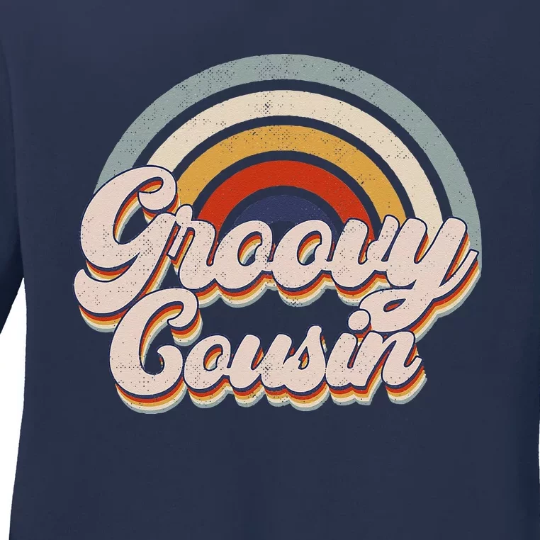 Gnoovy Cousin Retro Birthday Family 1st Birthday Gifts Ladies Long Sleeve Shirt