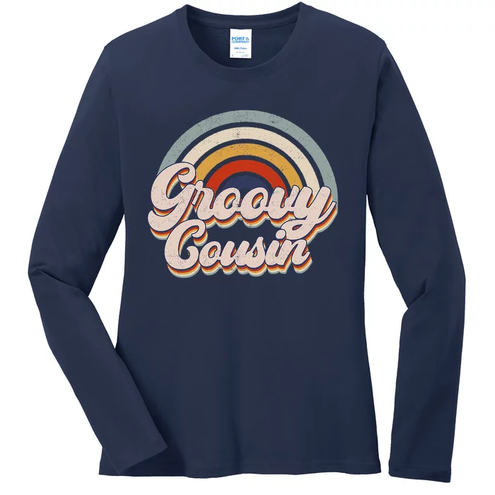 Gnoovy Cousin Retro Birthday Family 1st Birthday Gifts Ladies Long Sleeve Shirt