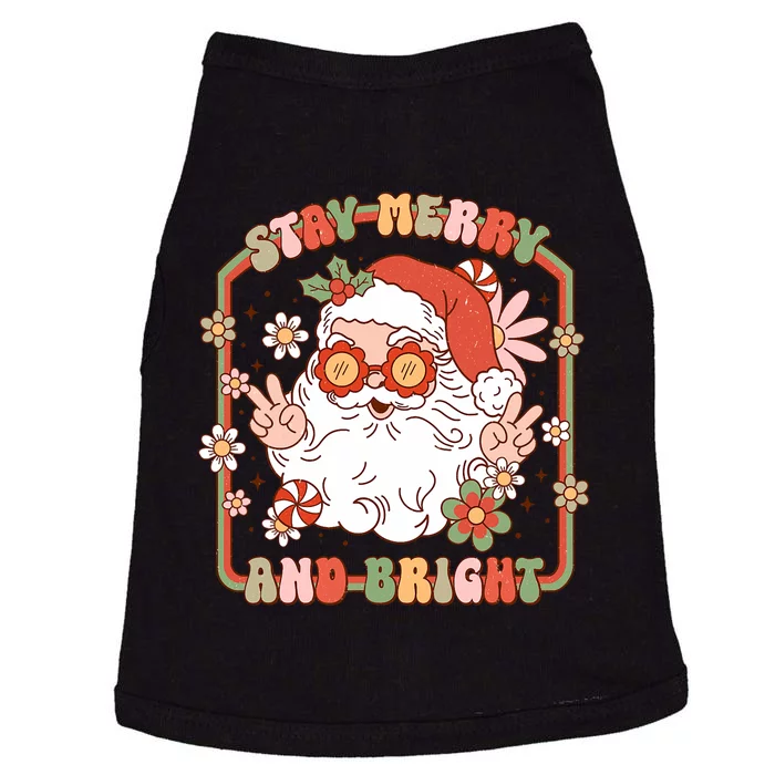 Groovy Christmas Retro Stay Merry And Bright Santa Claus Doggie Tank