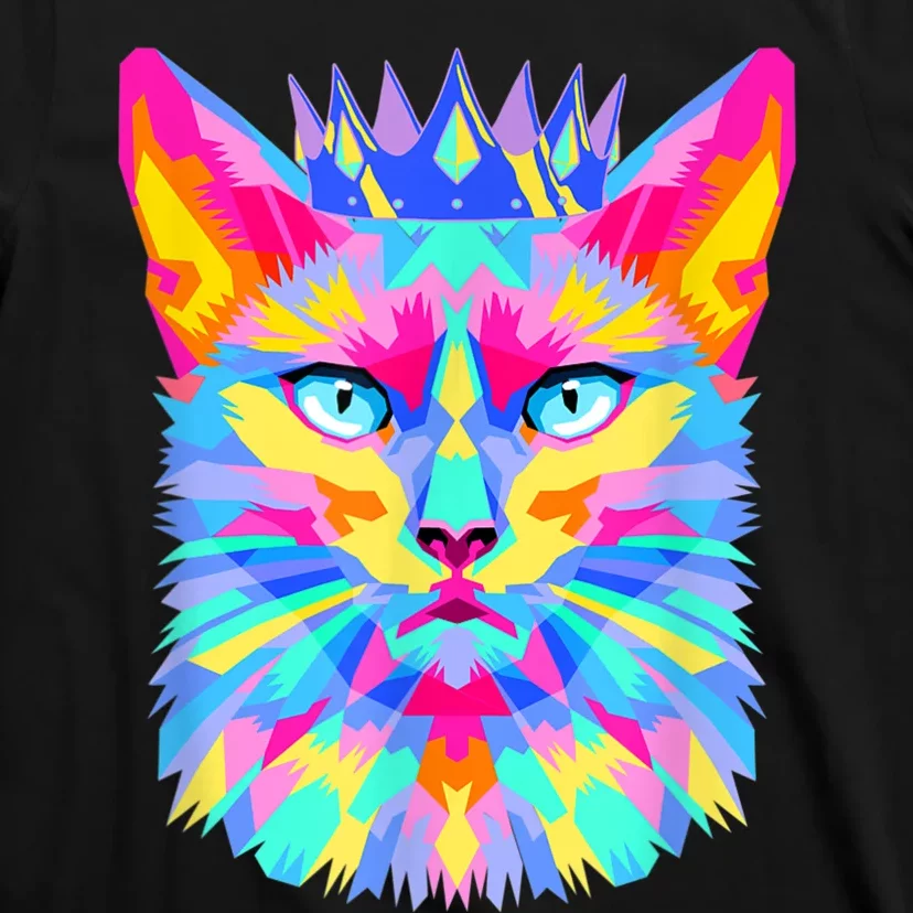 Graphic Cat Retro For Cat Lovers, Cat Mother Funny Cat Crown T-Shirt