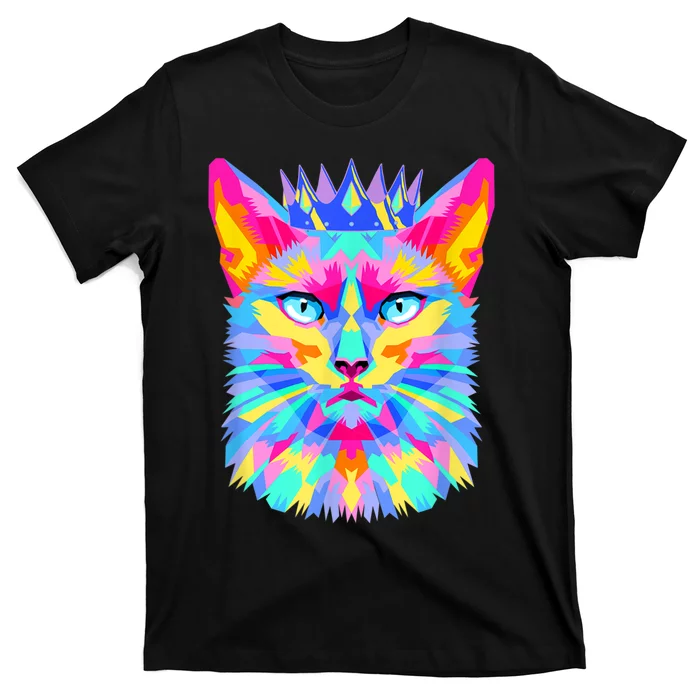 Graphic Cat Retro For Cat Lovers, Cat Mother Funny Cat Crown T-Shirt