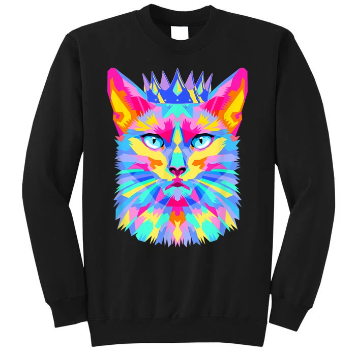 Graphic Cat Retro For Cat Lovers, Cat Mother Funny Cat Crown Tall Sweatshirt