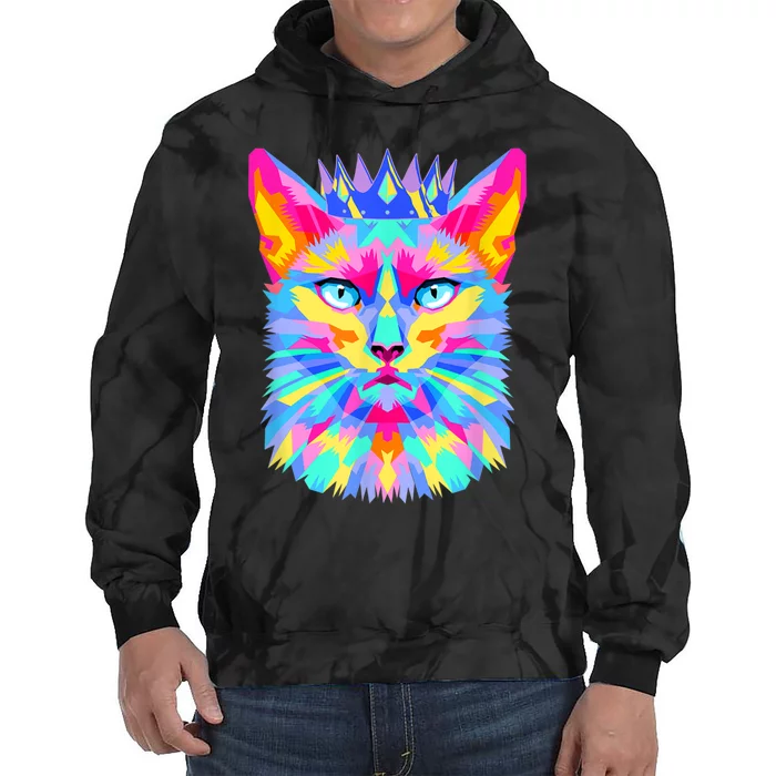 Graphic Cat Retro For Cat Lovers, Cat Mother Funny Cat Crown Tie Dye Hoodie