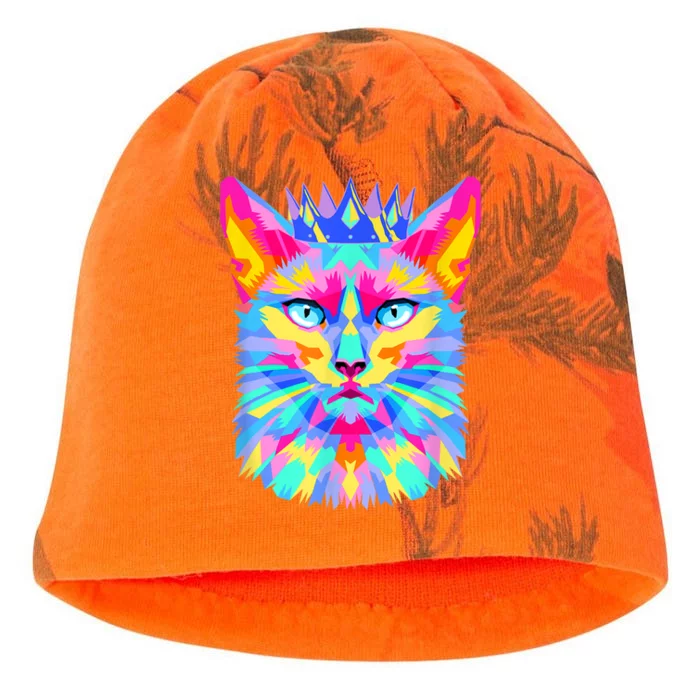 Graphic Cat Retro For Cat Lovers, Cat Mother Funny Cat Crown Kati - Camo Knit Beanie