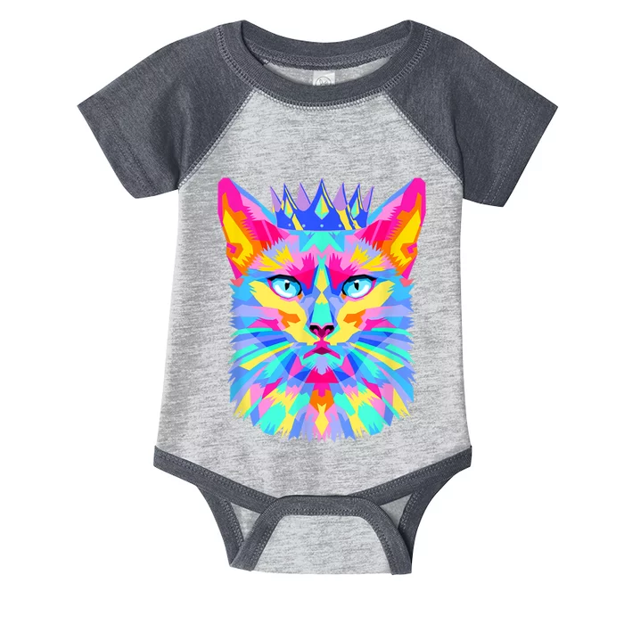 Graphic Cat Retro For Cat Lovers, Cat Mother Funny Cat Crown Infant Baby Jersey Bodysuit