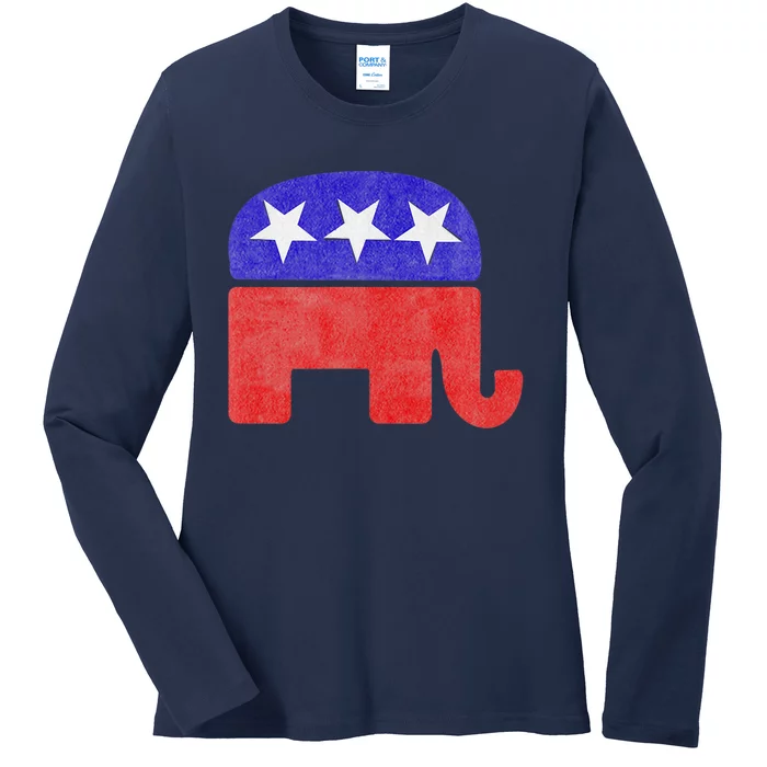 GOP Conservative Republican Elephant Presidential Election Ladies Long Sleeve Shirt