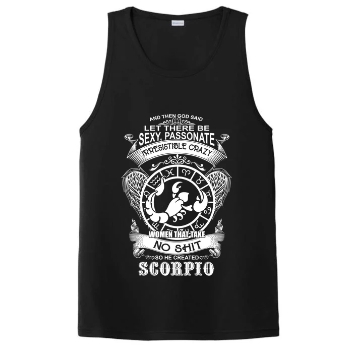 God Created Scorpio Funny Zodiac Sign Birthday Great Gift Performance Tank