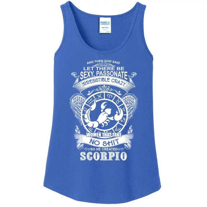 God Created Scorpio Funny Zodiac Sign Birthday Great Gift Ladies Essential Tank