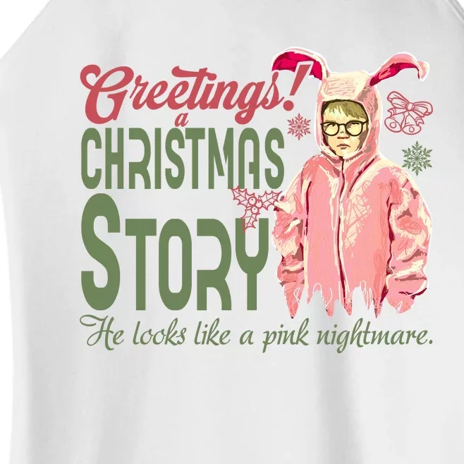 Greetings Christmas Story He Looks Like A Nightmare Bunny Women’s Perfect Tri Rocker Tank