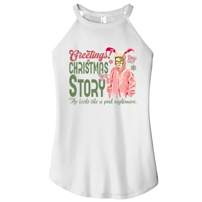 Greetings Christmas Story He Looks Like A Nightmare Bunny Women’s Perfect Tri Rocker Tank