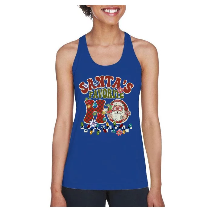 Groovy Christmas Santa's Favorite Ho Retro Xmas Pajama Fun Gift Women's Racerback Tank